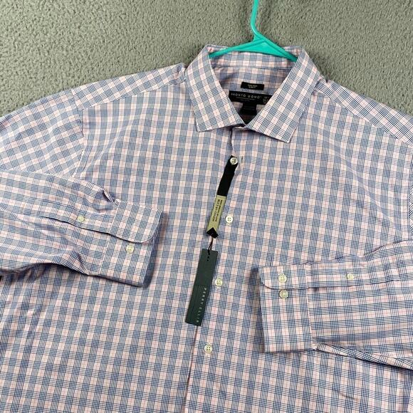 Pronto Uomo Non-Iron Slim Fit Button Dress Shirt Men's 18.5 36/37 XLT Plaid New - Picture 2 of 12